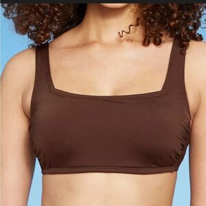 Kona Sol Chocolate Brown swimsuit top D/DD ADJUSTABLE square neck